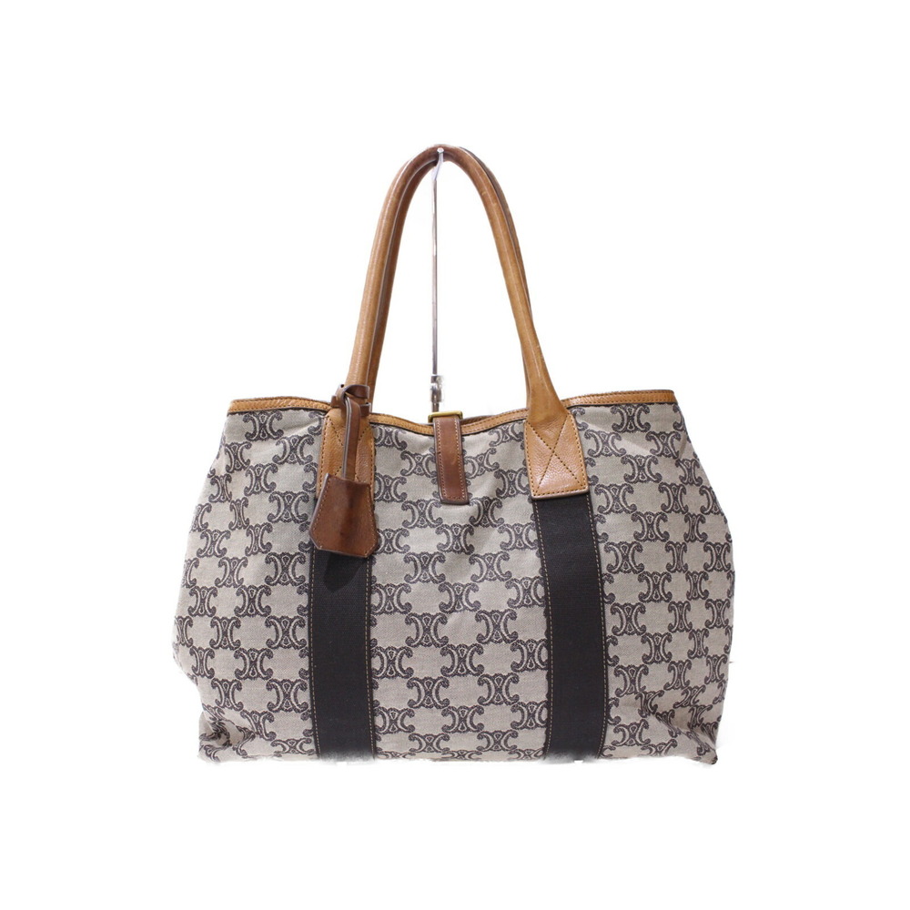 Celine Triomphe Tote Bag Brown Canvas Leather - Picture 4 of 7